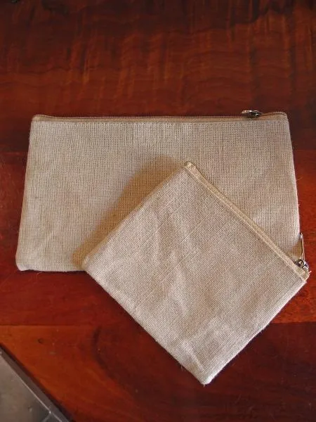 360 ct Mini Flat Zippered Jute Blend Canvas Pouch - By Case