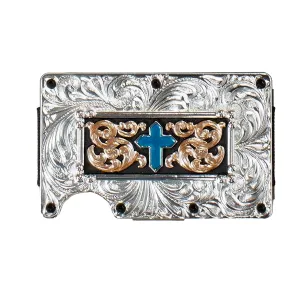 3D Belt Mens Silver Utility Turquoise Cross Wallet