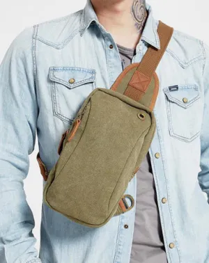 Army Green Canvas Sling Backpack Men's Sling Bag Blue Chest Bag Canvas One shoulder Backpack For Men