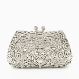 Ayanne Crystal Covered Clutch Bag - Silver