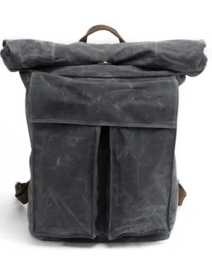 Badass Waxed Canvas Mens Travel Backpack Canvas Hiking Backpack Laptop Backpack for Men