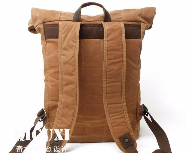 Badass Waxed Canvas Mens Travel Backpack Canvas Hiking Backpack Laptop Backpack for Men