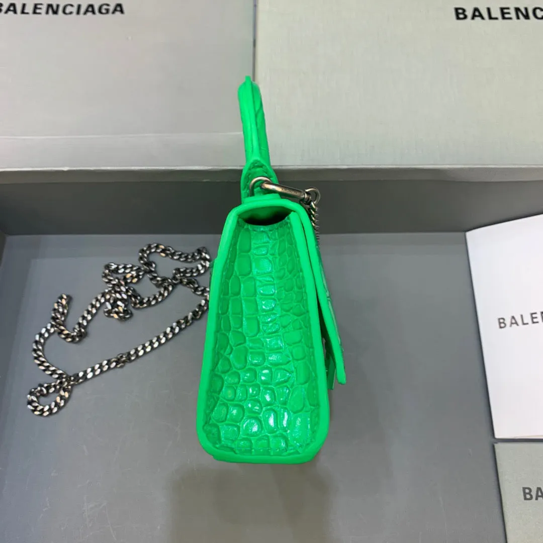 Balen Hourglass Mini Handbag With Chain In Green, For Women,  Bags 4.7in/12cm