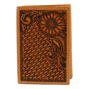 Basketweave Sunflower Trifold Wallet