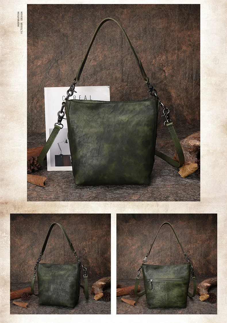 Best Green Leather Womens Vintage Tote Handbag Handmade Tote Crossbody Purse for Ladies