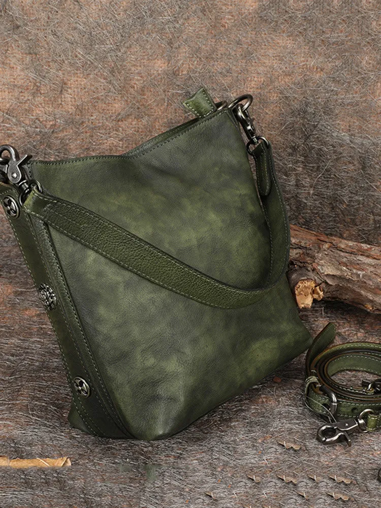 Best Green Leather Womens Vintage Tote Handbag Handmade Tote Crossbody Purse for Ladies