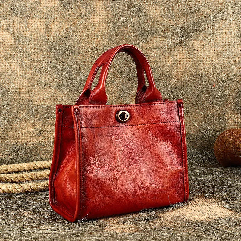 Best Leather Womens Small Handbag Vintage Sqaure Crossbody Purse for Ladies