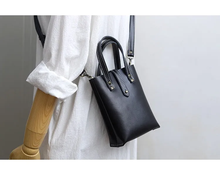 Black LEATHER Small Cute HandBag WOMEN SHOULDER BAG Small Crossbody Purse FOR WOMEN