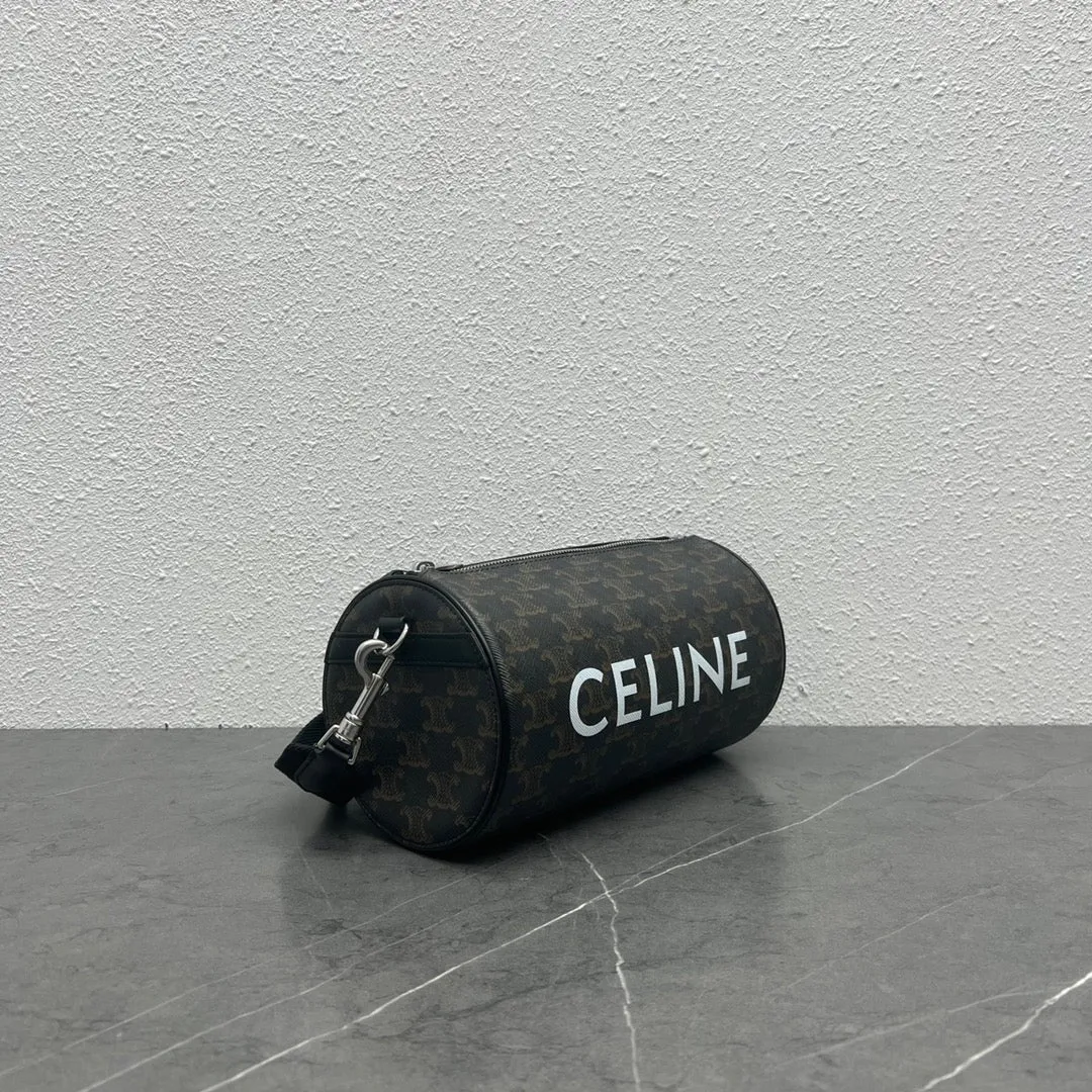 CE Cylinder Bag In Triomphe Canvas Black For Women 9in/22cm