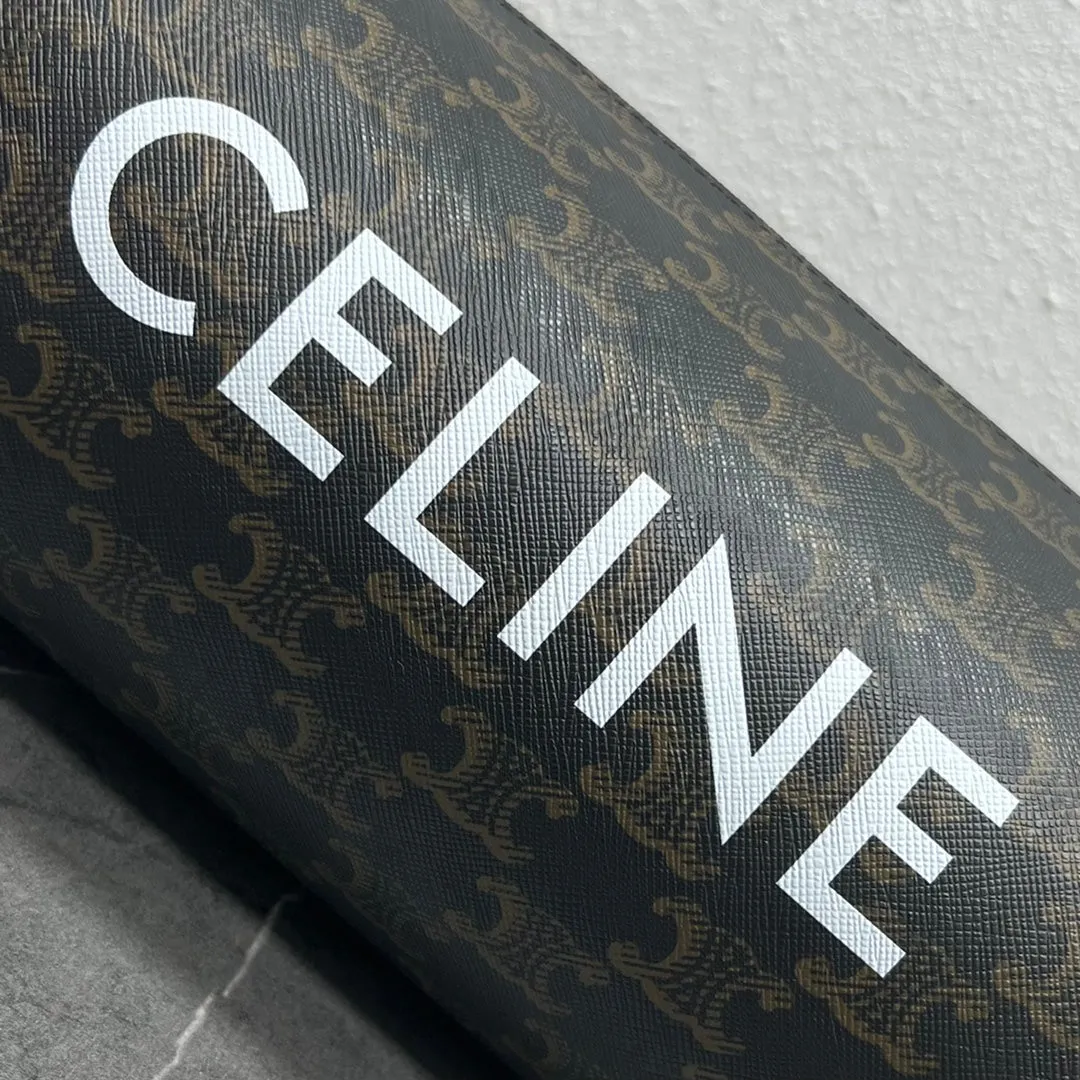 CE Cylinder Bag In Triomphe Canvas Black For Women 9in/22cm