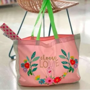 Choose Love Shopper Embroidered Hand Made - Tote Bag