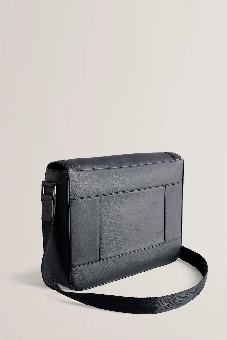 Conell Saffiano Leather Messenger Bag Black