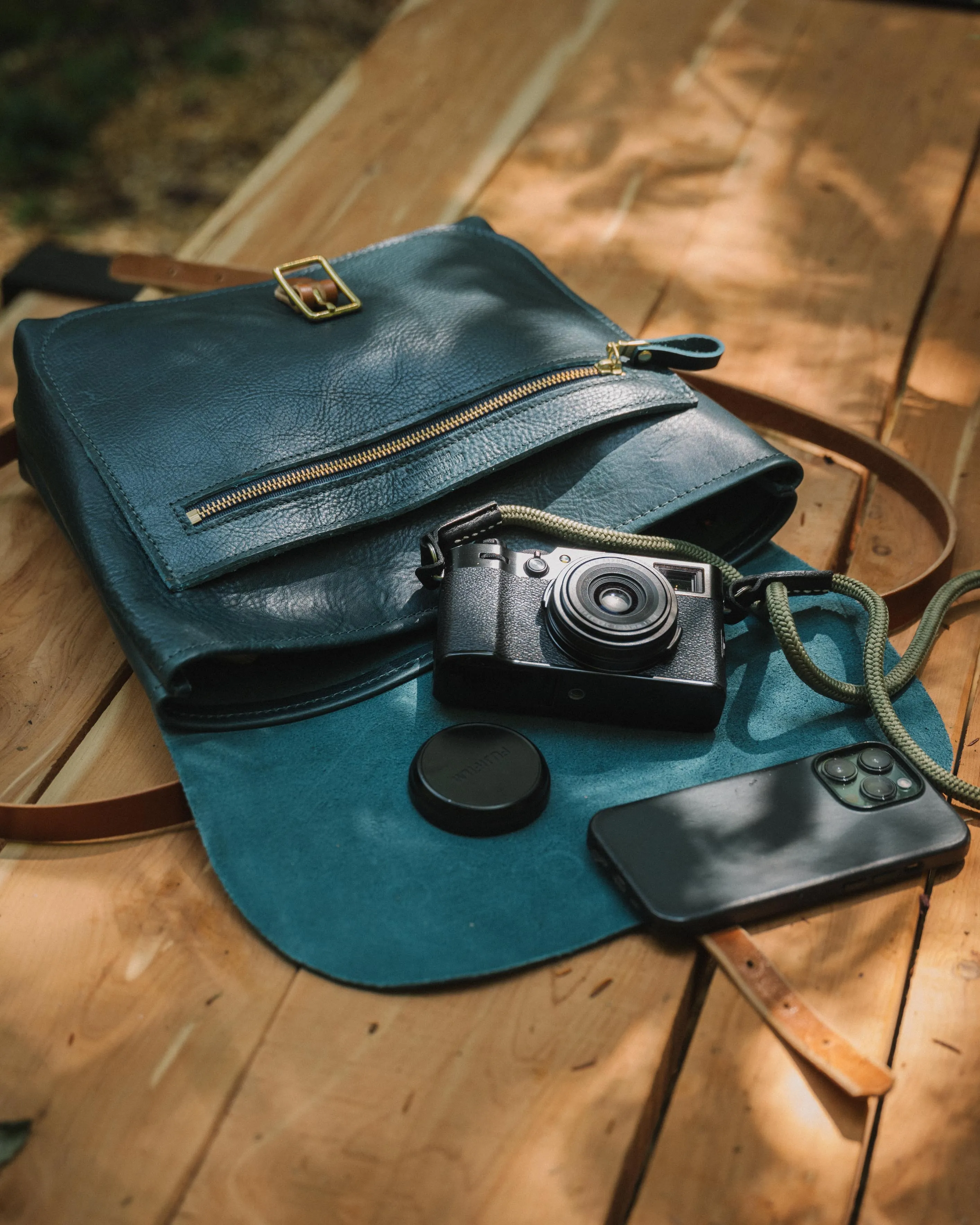 Dark Teal Bulldog Leather Backpack