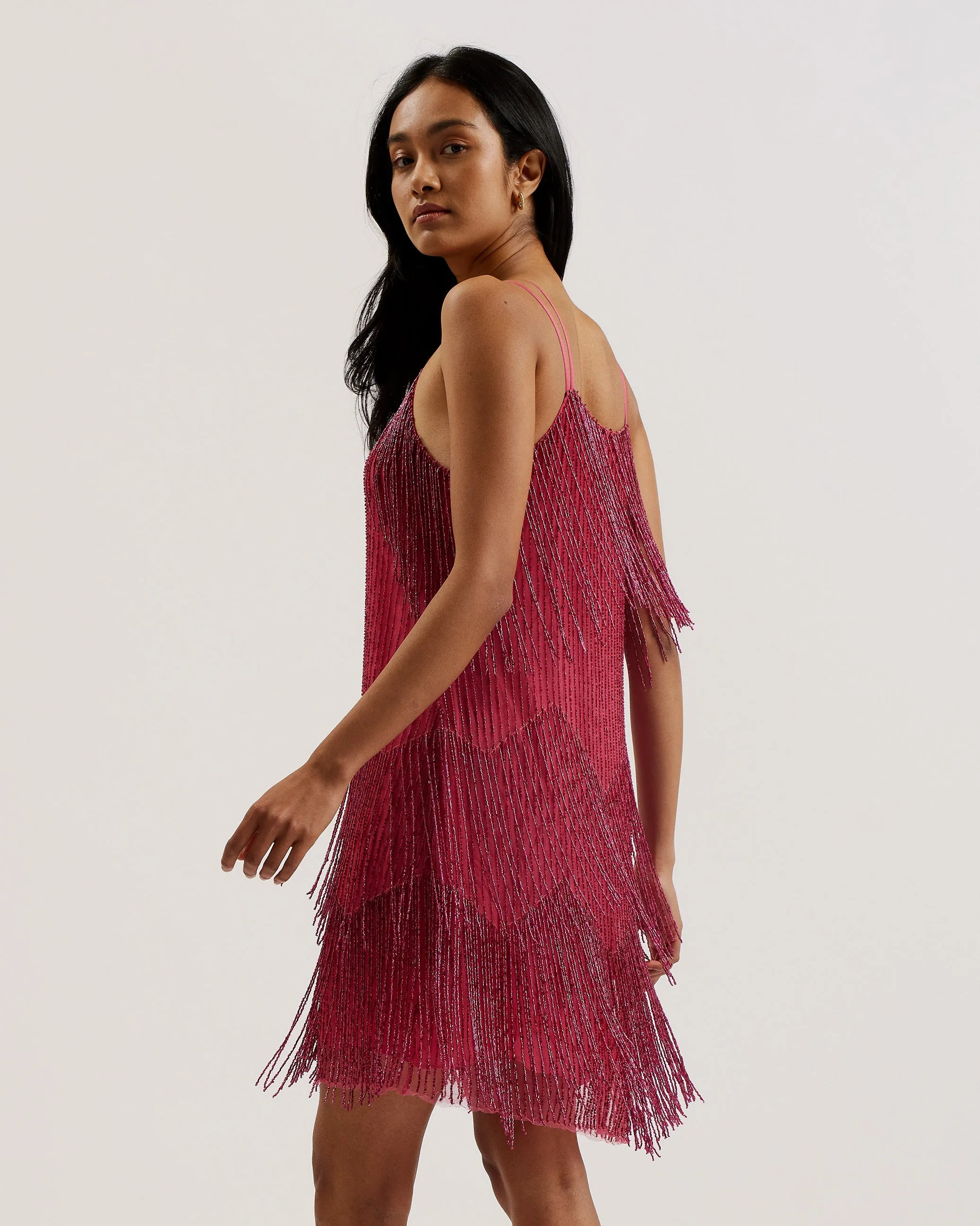 Diveria Mini Dress With Tassels Deep-Pink