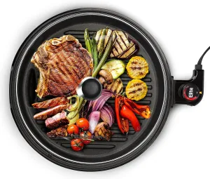 Electric Indoor Nonstick Grill, Dishwasher Safe, Cool Touch, Fast Heat Up Ideal Low-Fat Meals, Includes Tempered Glass Lid