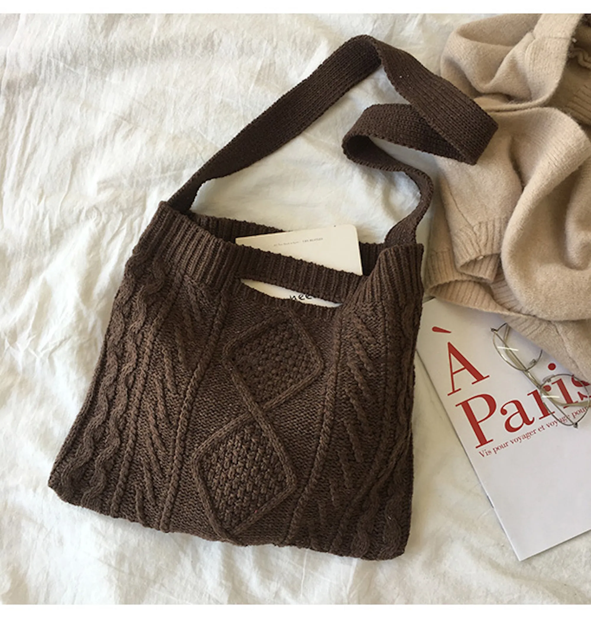 Elena Handbags Cotton Knitted Sweater Bag