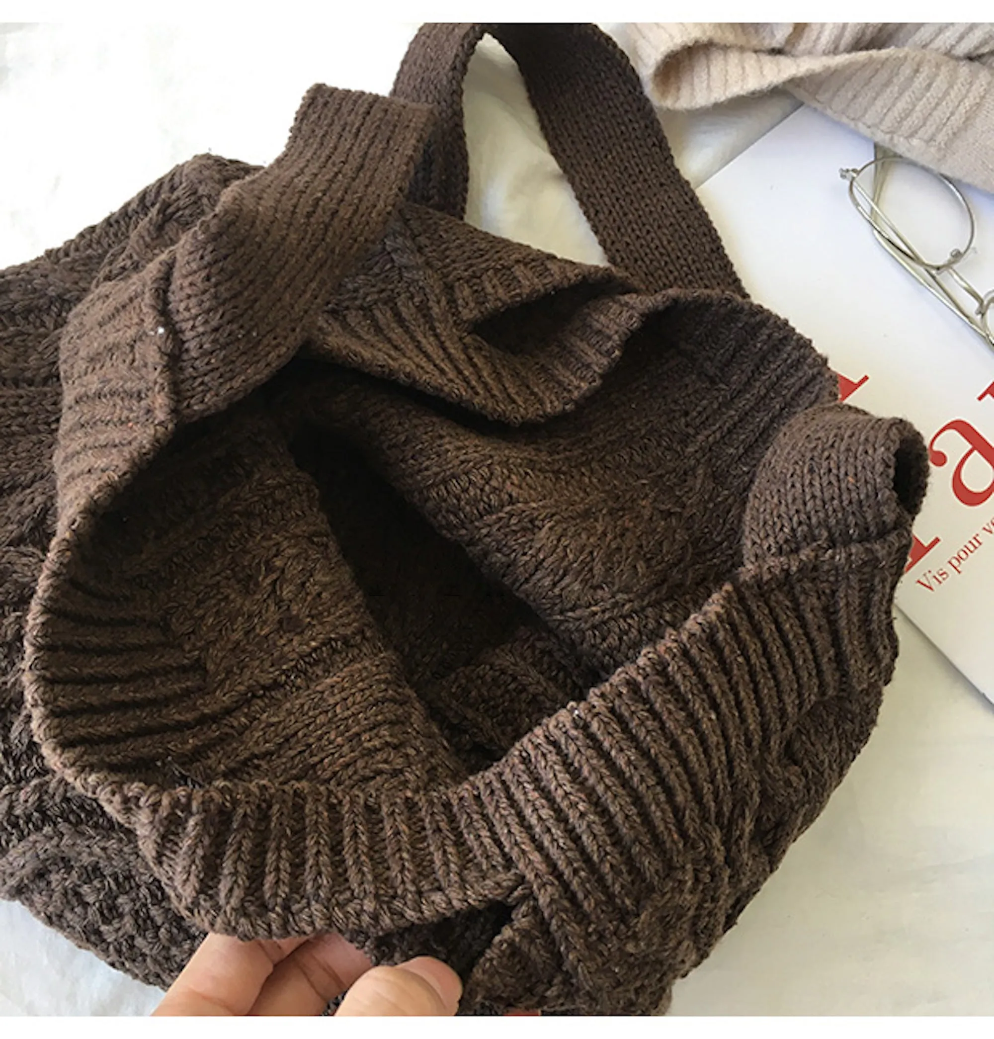 Elena Handbags Cotton Knitted Sweater Bag