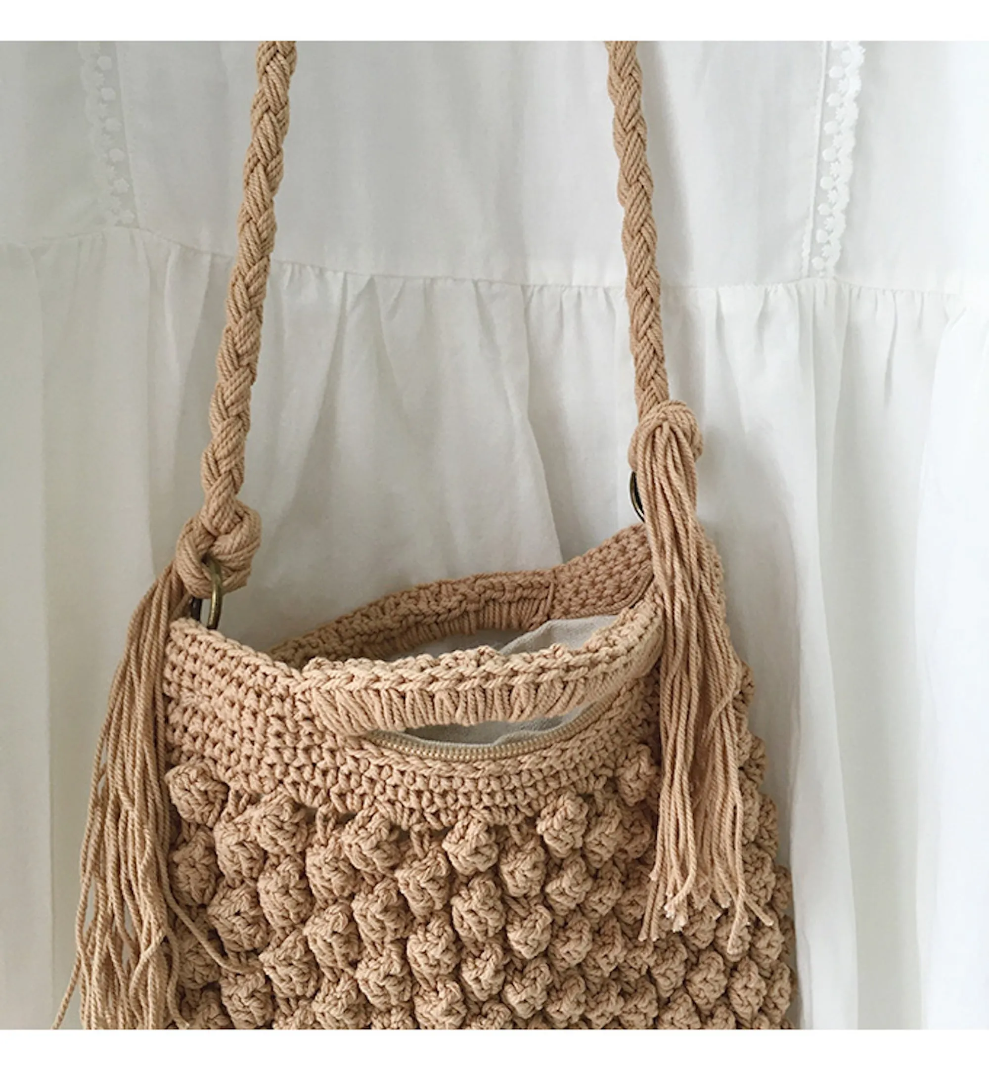 Elena Handbags Natural Cotton Fashion Casual Shoulder Bag