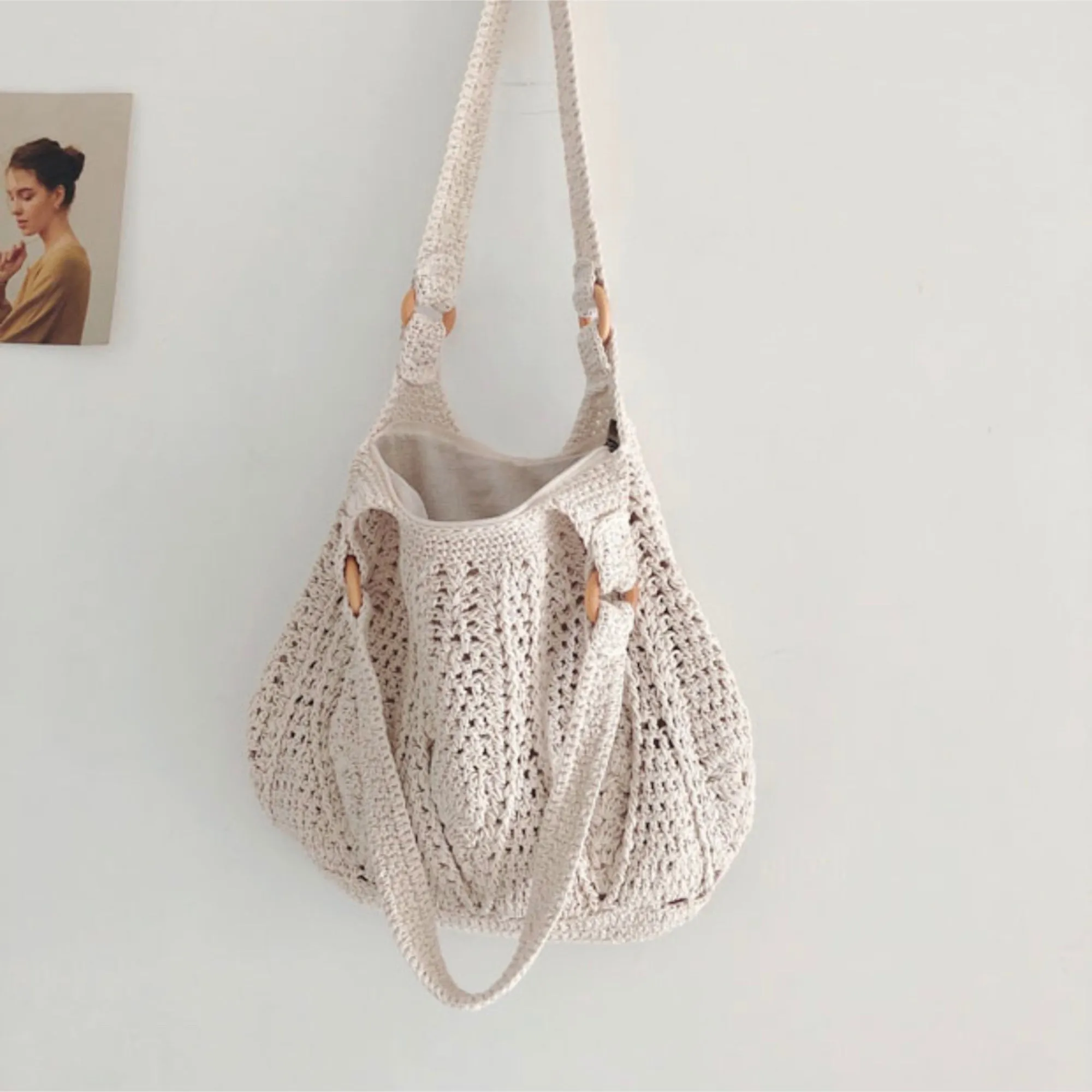 Elena Handbags Retro Artsy Twist Cotton Knitted Bag