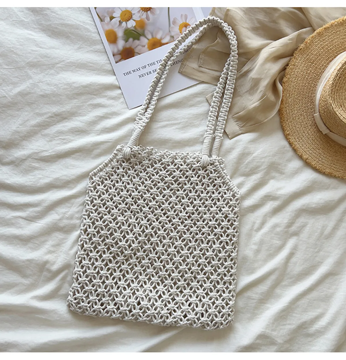 Elena Handbags Retro Cotton Fishnet Tote