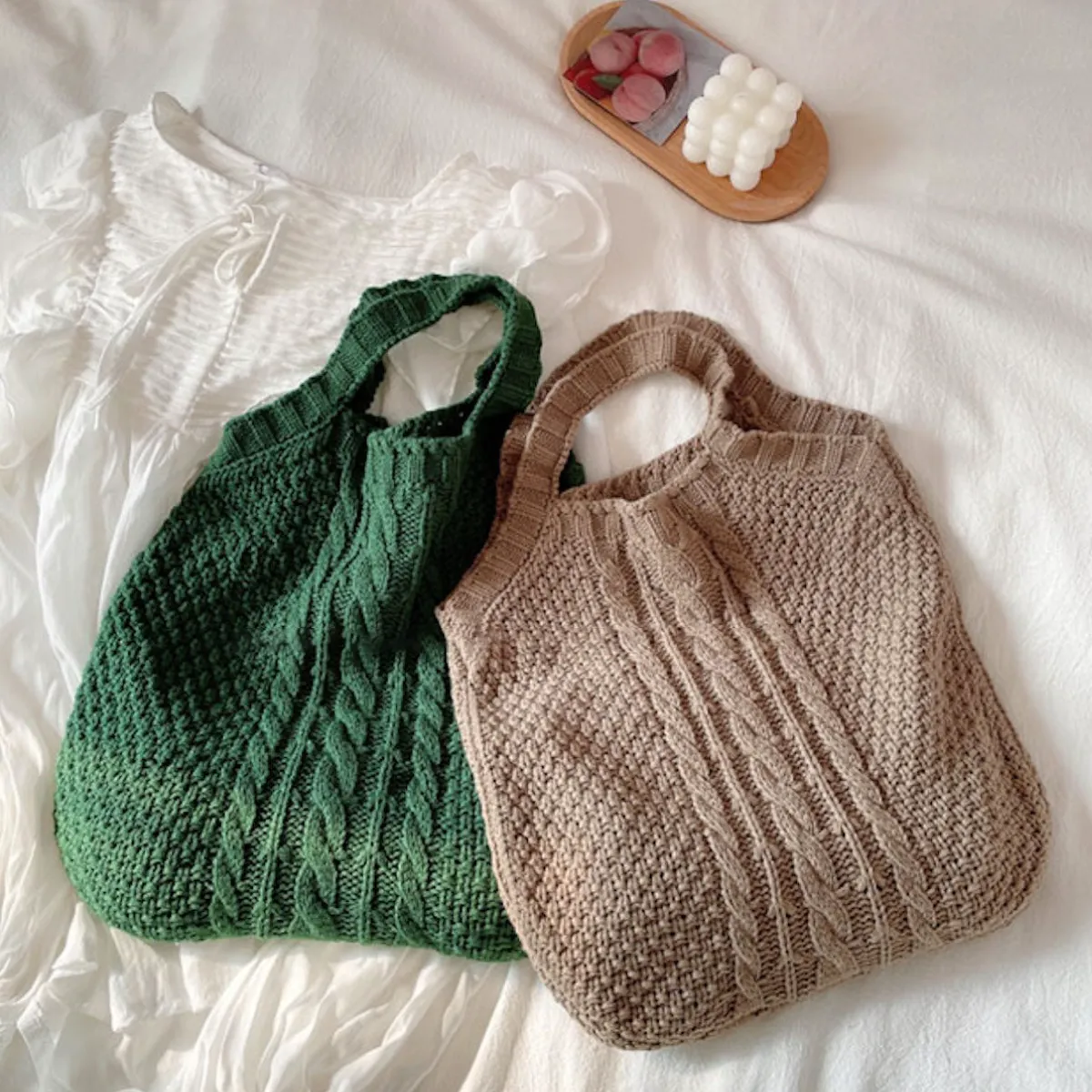 Elena Handbags Retro Knit Tote Bag