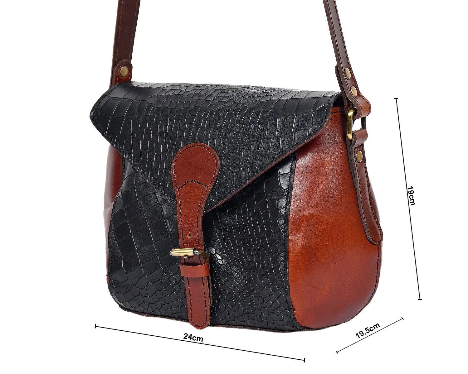 Elevate Your Style with Our Black Croco Leather Sling Bag. Art: BG-1153