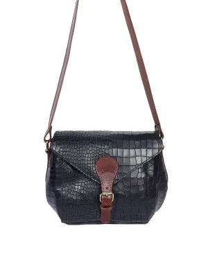 Elevate Your Style with Our Black Croro Leather Sling Bag. Art: BG-1460