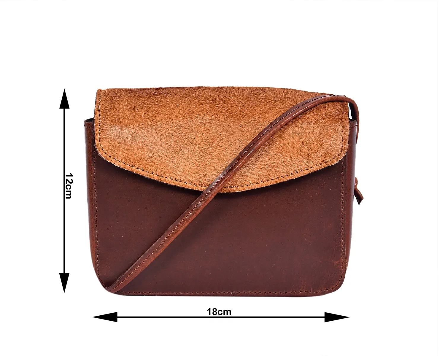 Elevate Your Style with our Brown Leather Sling Bag with Hair-On Detailing. Art: BG-1450