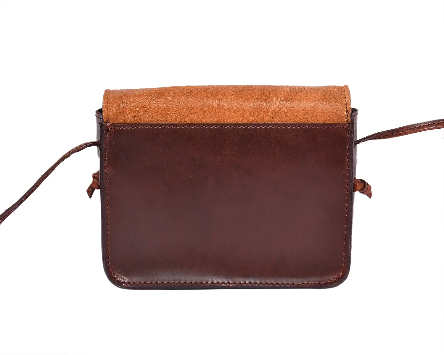 Elevate Your Style with our Brown Leather Sling Bag with Hair-On Detailing. Art: BG-1450