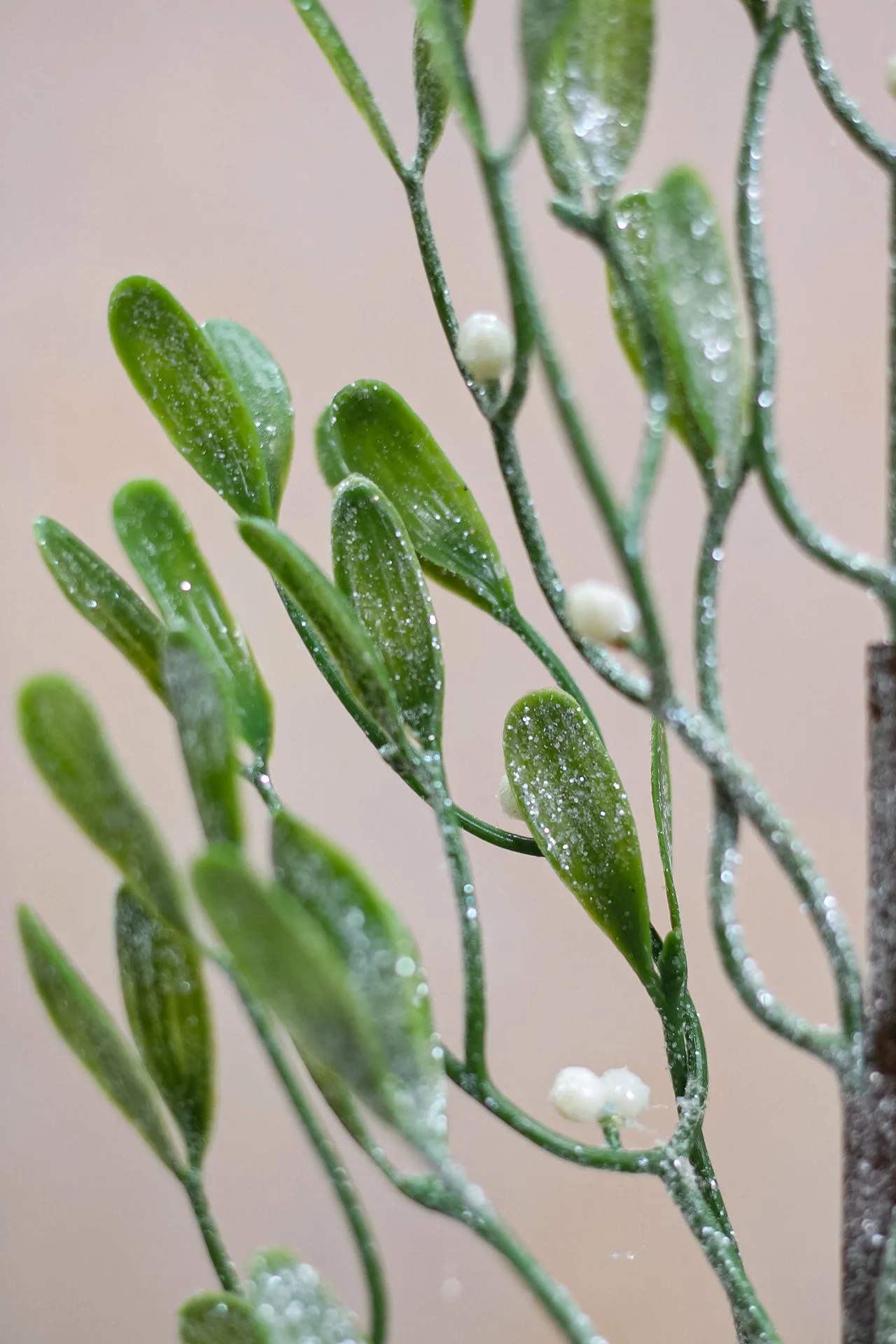 Faux Frosted Mistletoe Stem