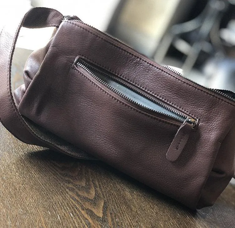 Full Grain Leather Bag, Handcrafted Cowhide Cylinder Bag, Barrel bag, Round Leather Bag, Small Shoulder Bag, Soft Light Casual Bag, Gift