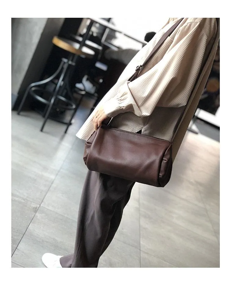 Full Grain Leather Bag, Handcrafted Cowhide Cylinder Bag, Barrel bag, Round Leather Bag, Small Shoulder Bag, Soft Light Casual Bag, Gift