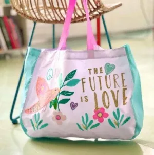 Future Is Love Shopper Embroidered Hand Made - Tote Bag