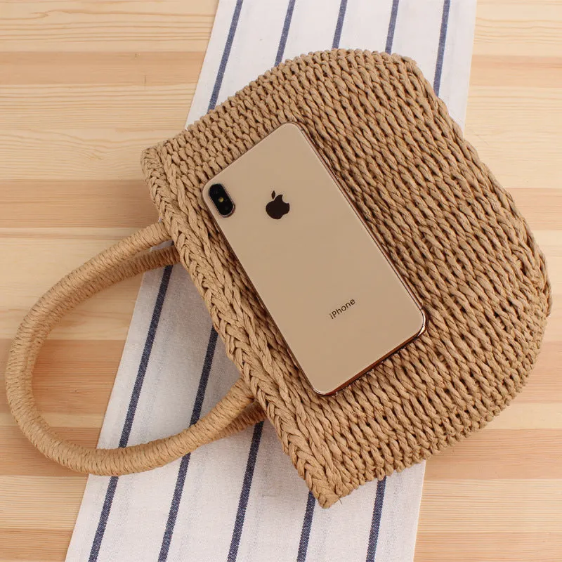 Hand-Woven Straw Beach Bag – Handmade Holiday Tote