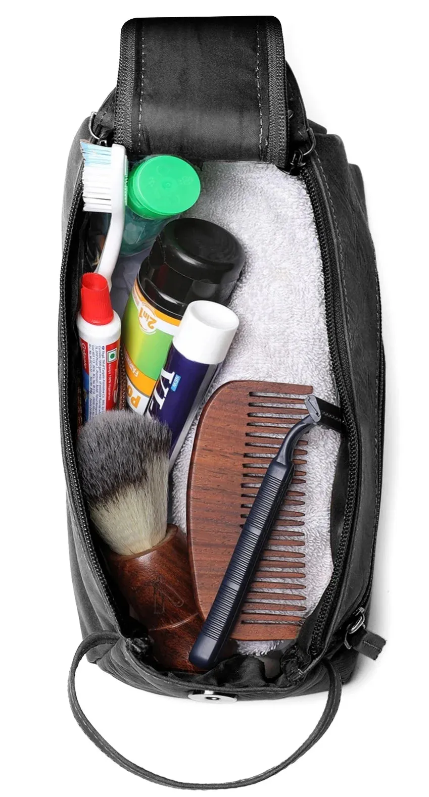 Leather Toiletry Bag for Men (Black)