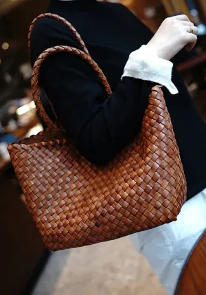 Leather Woven Tote  Handmade