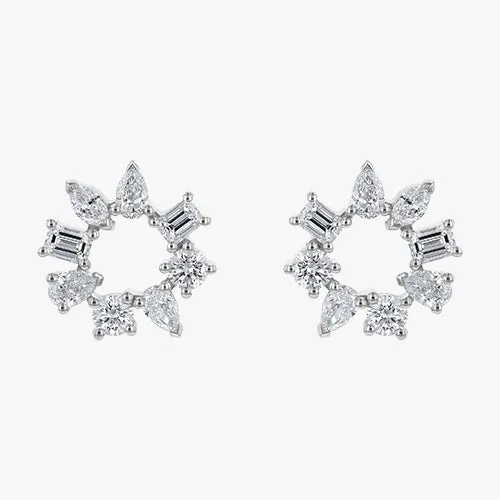 Multi Shape Lab Grown Diamond Circle Earrings