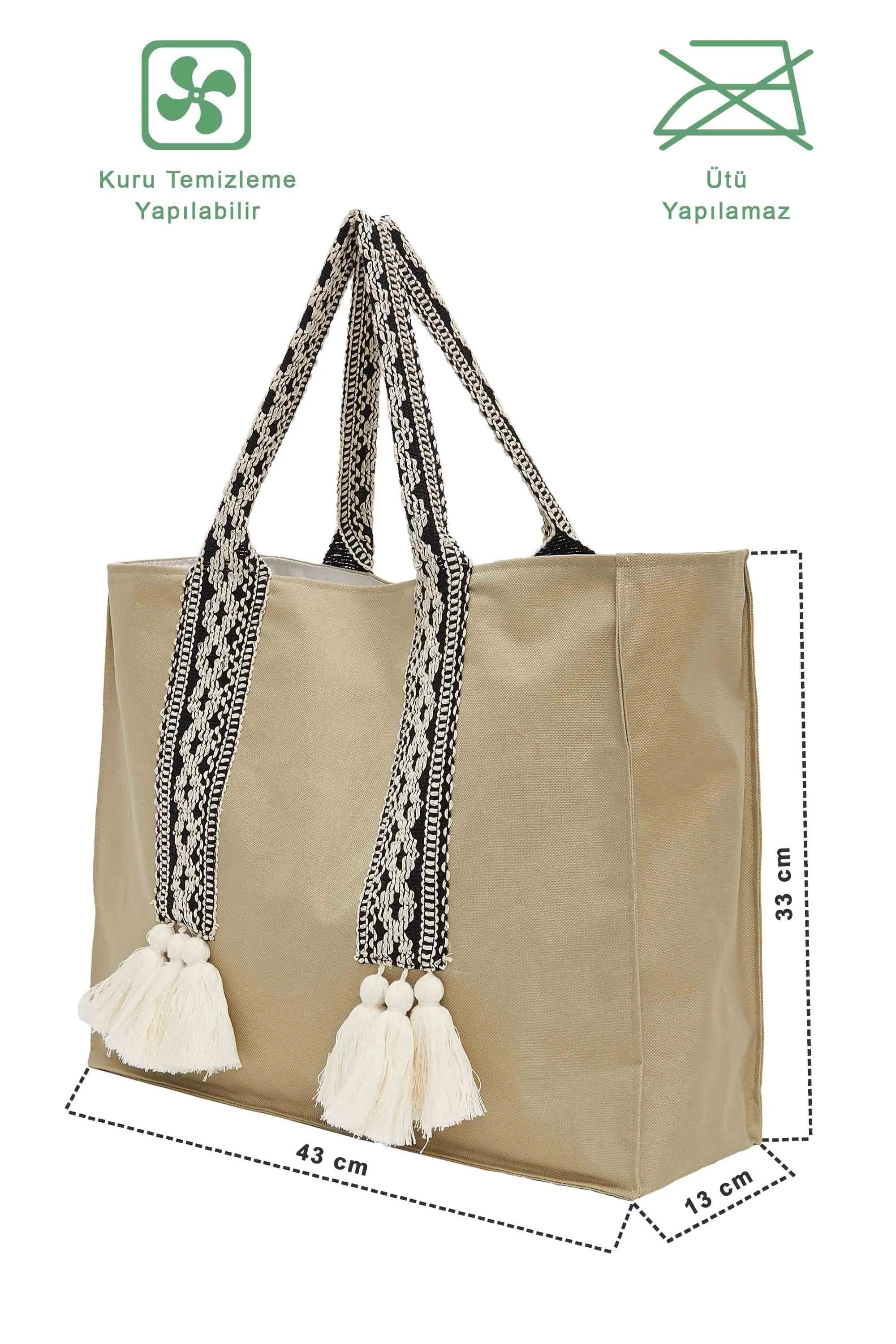 Polyamide Canvas Hand Shoulder Tote Bag with Tassels Casual Daily Bag Large Capacity Shopping Bag,C-15