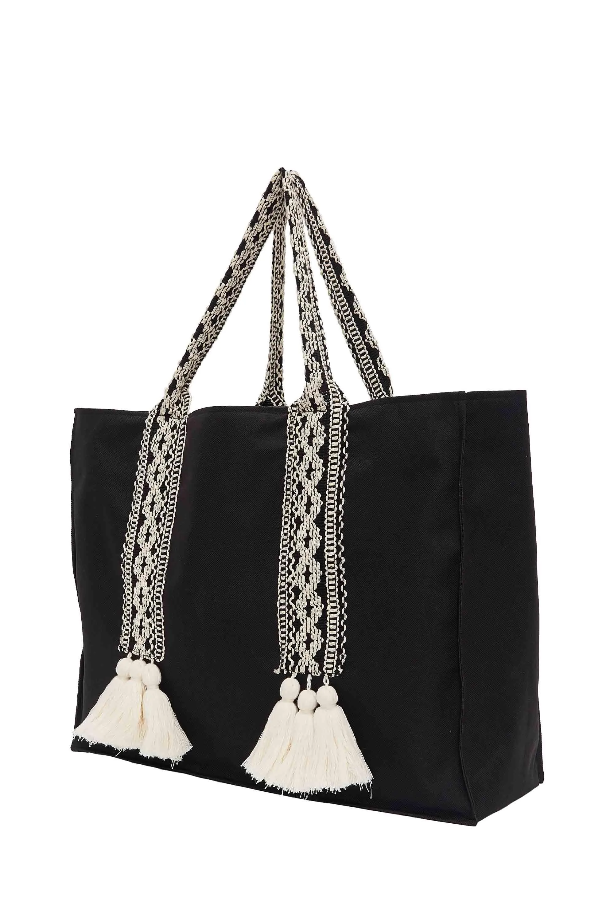 Polyamide Canvas Hand Shoulder Tote Bag with Tassels Casual Daily Bag Large Capacity Shopping Bag,C-15