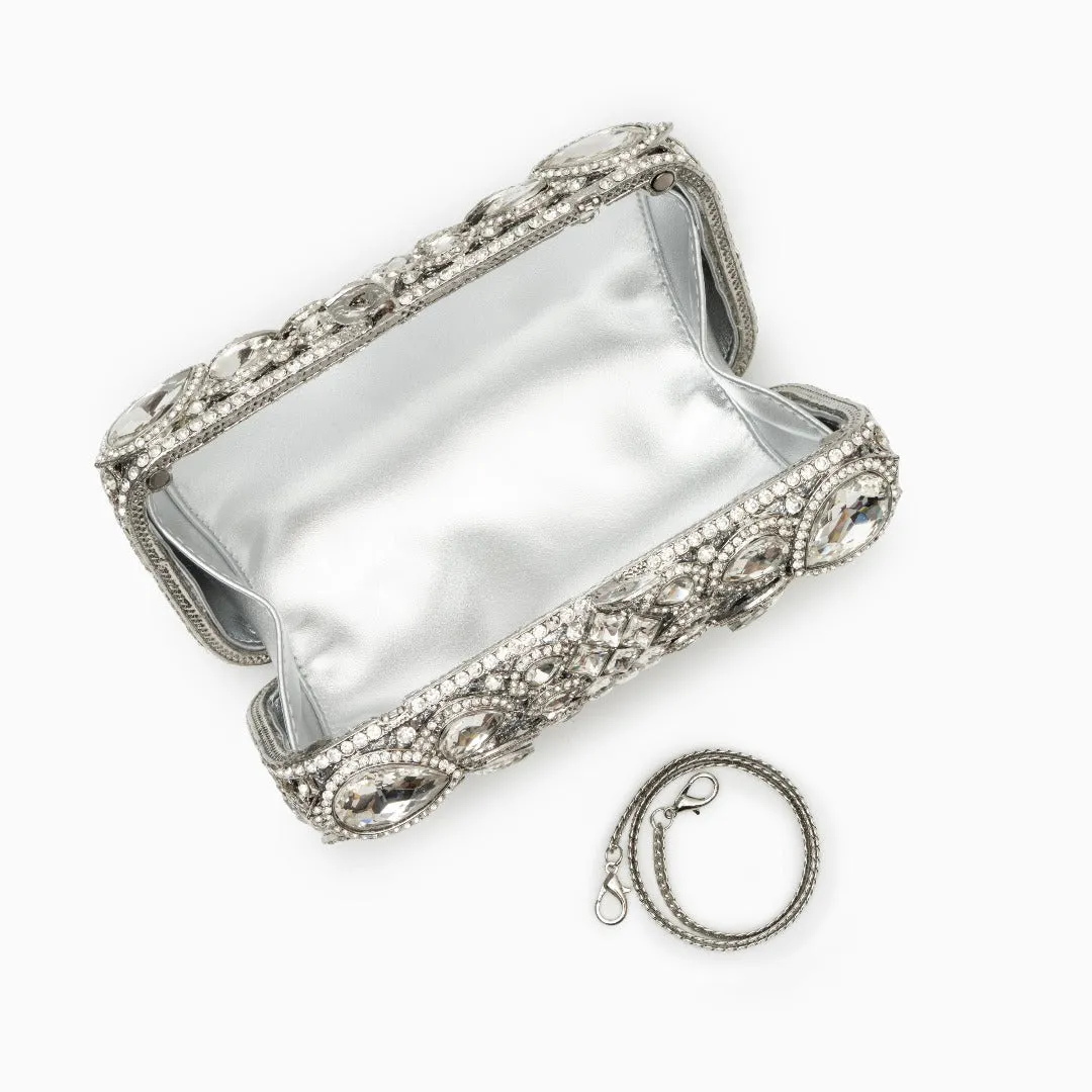 Reina Rhinestones Crytals Clutch Bag - Silver