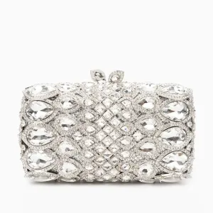 Reina Rhinestones Crytals Clutch Bag - Silver