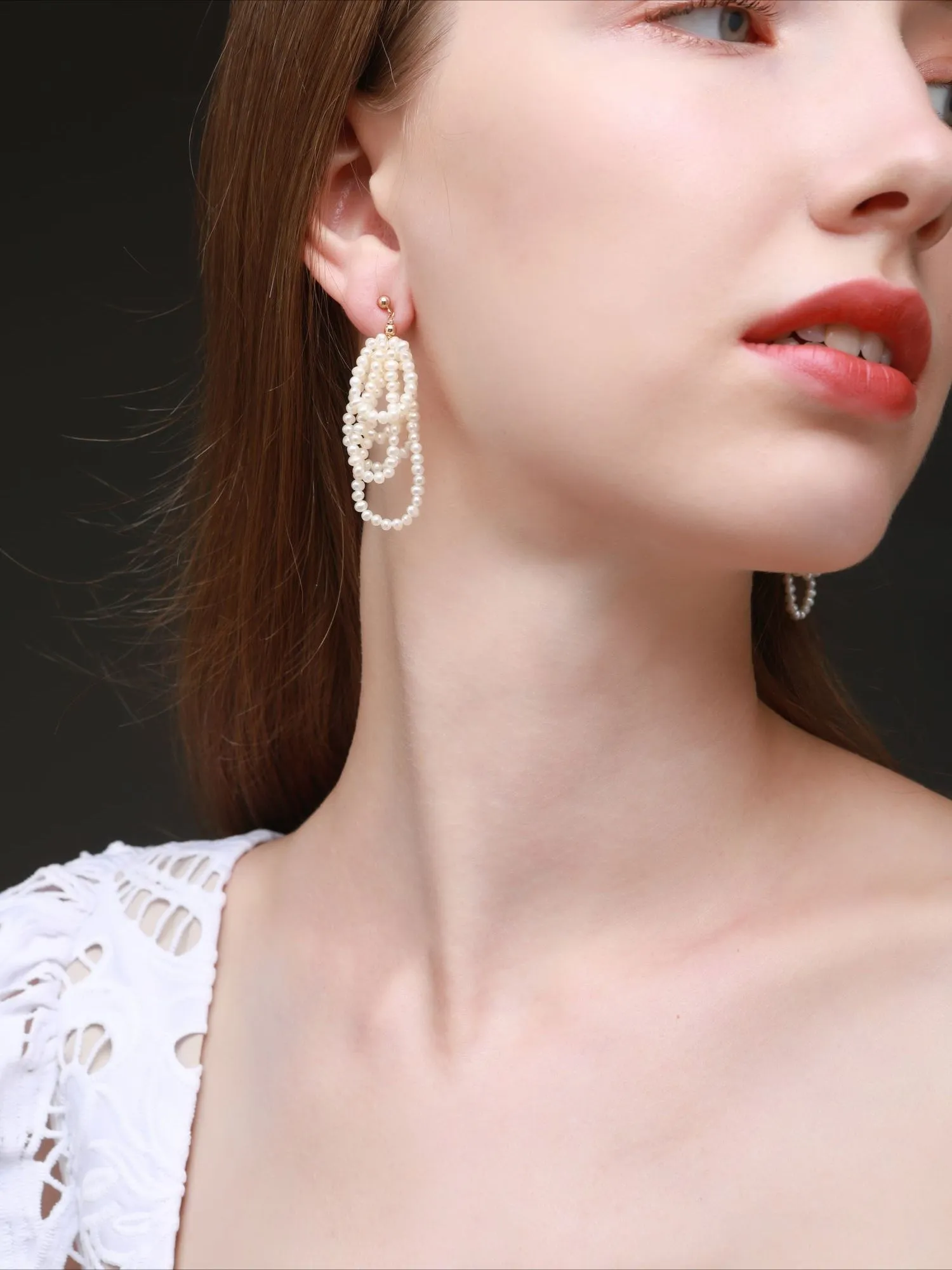 Starry Series Short Hoop Pearl Drop Earrings