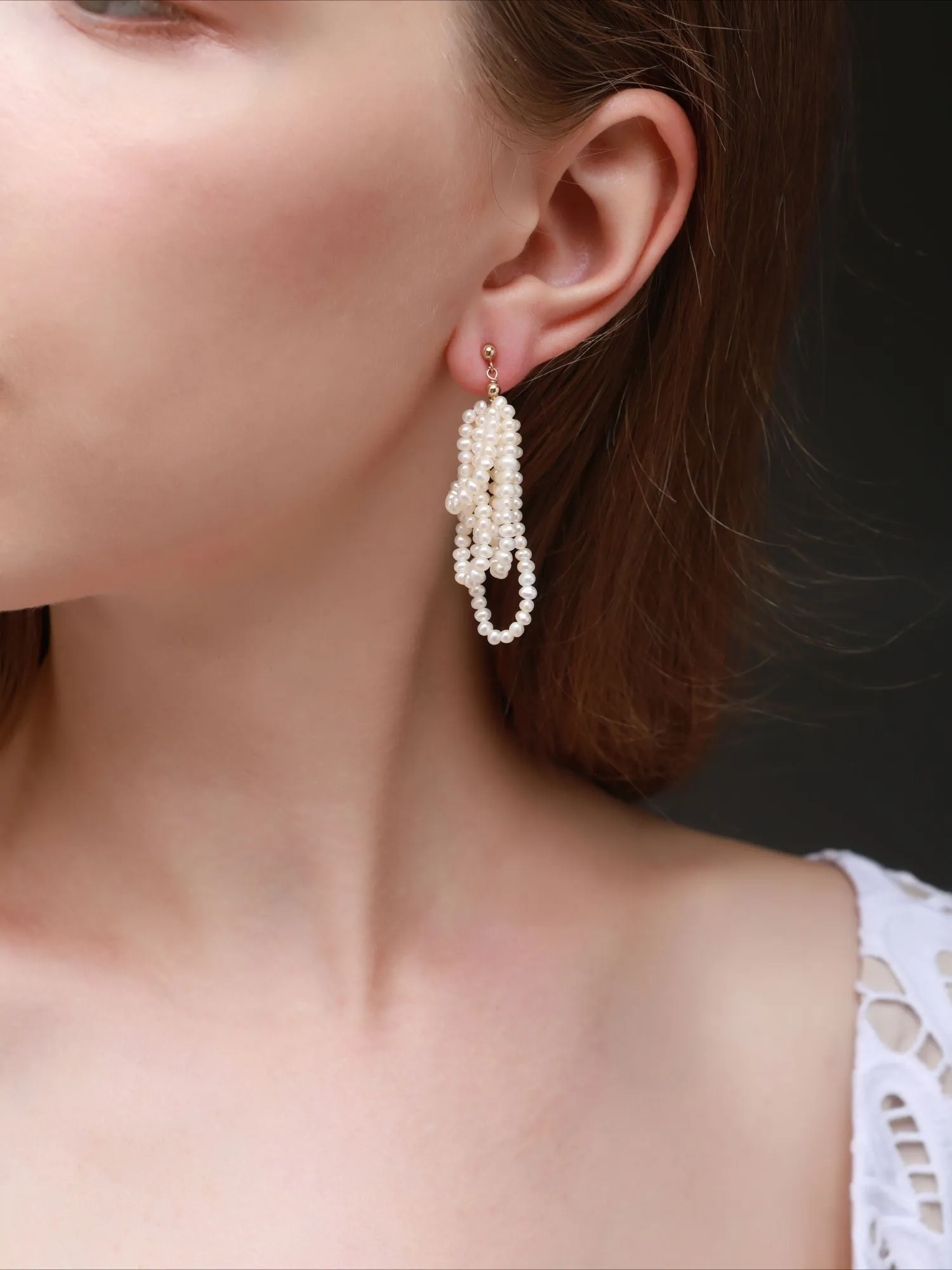 Starry Series Short Hoop Pearl Drop Earrings