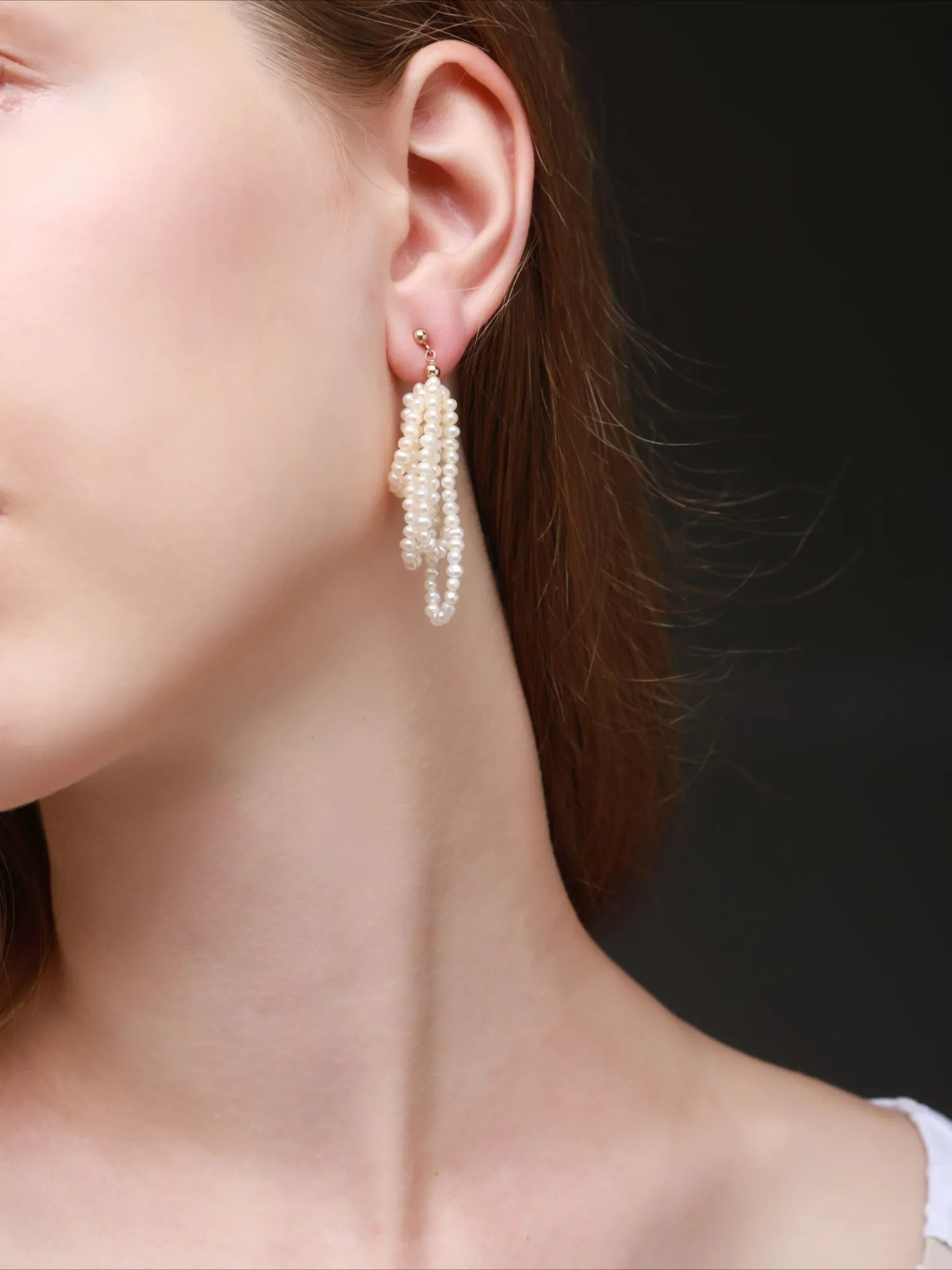 Starry Series Short Hoop Pearl Drop Earrings