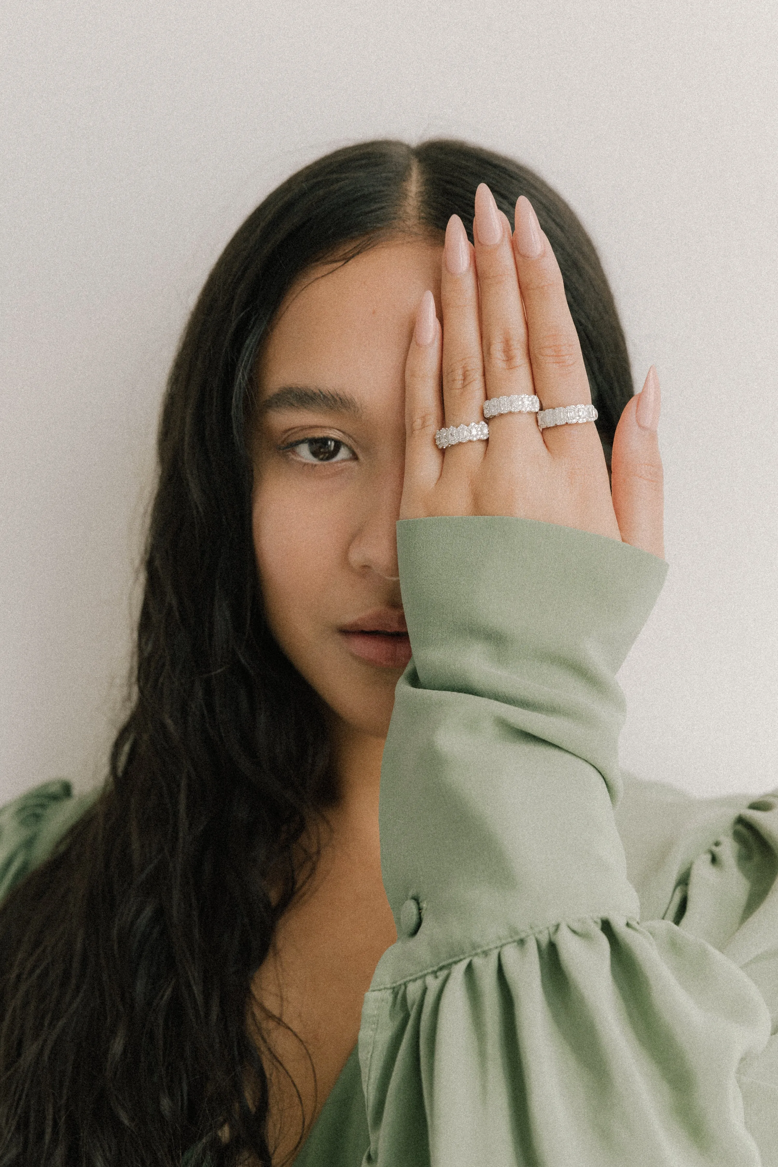 The Lab Grown Oval Diamond Halo Half Band Ring