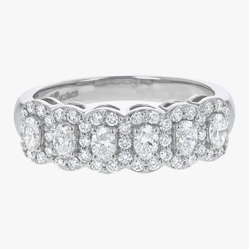 The Lab Grown Oval Diamond Halo Half Band Ring